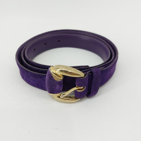 Milor Purple Suede Vintage 80s 90s Belt Genuine Leather M/L - Picture 2 of 14